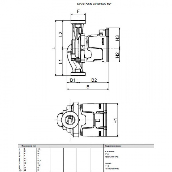 Циркуляционный насос DAB Evosta2 20-75/130 SOL 1/2", 60188450